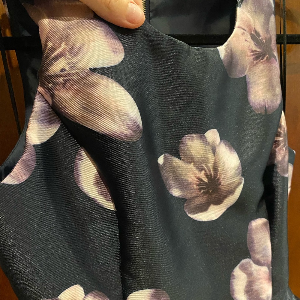 ASTARS Navy & Floral back cut-out Dress